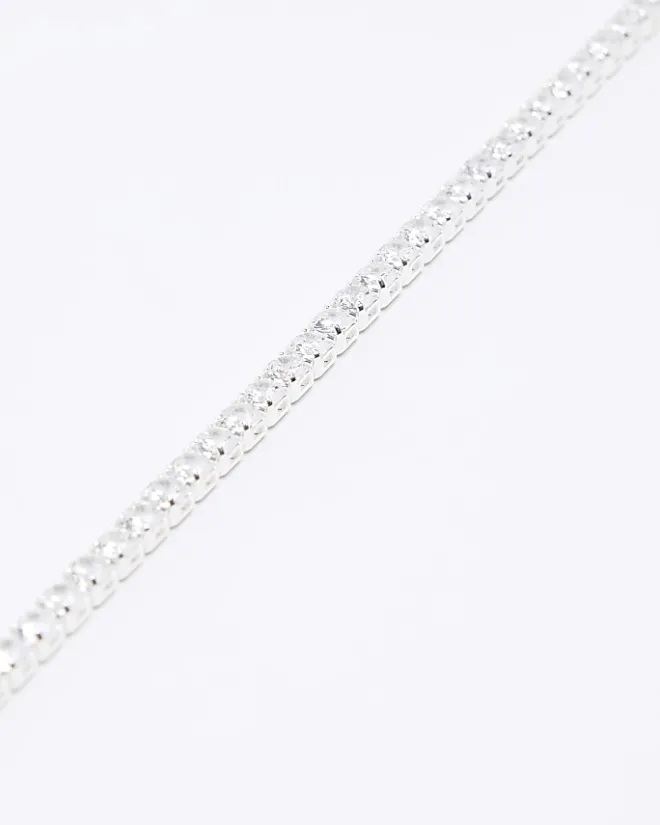 River Island Silver plated diamante bracelet Grey New