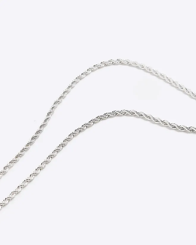 River Island Silver plated tag necklace Grey Best