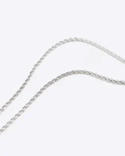 River Island Silver plated tag necklace Grey Best