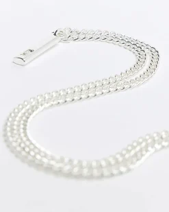 River Island Silver plated tag necklace multipack Grey Online