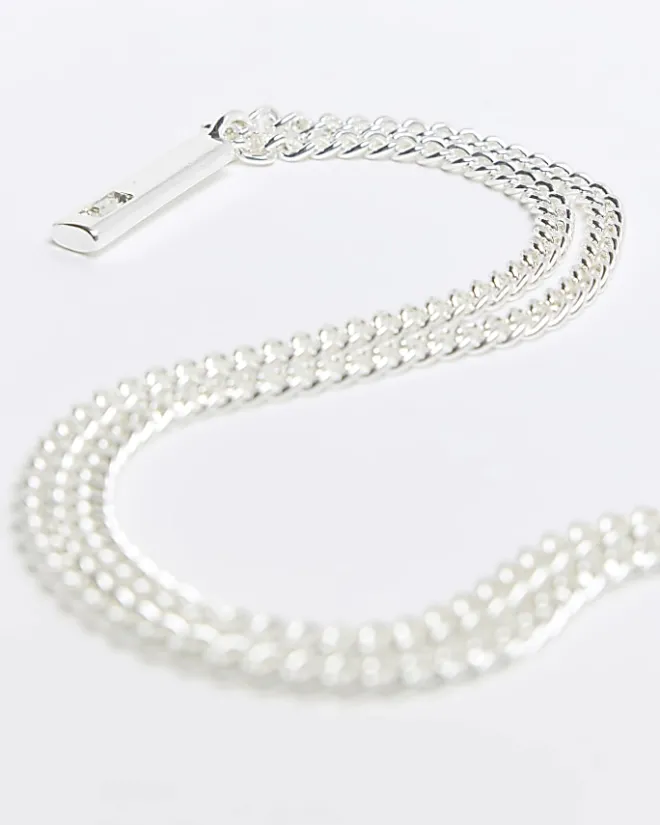 River Island Silver plated tag necklace multipack Grey Online