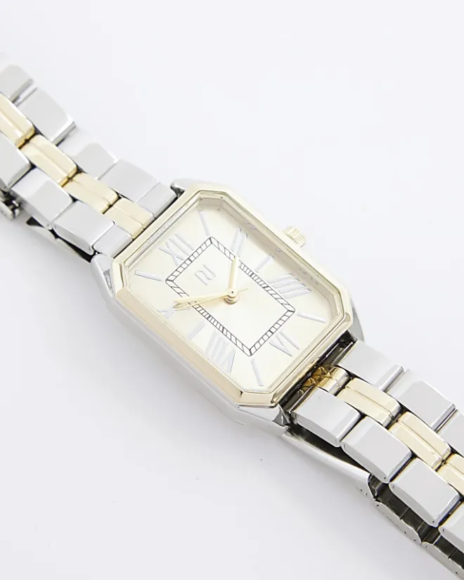 River Island Silver rectangle face watch White Fashion