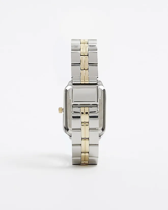 River Island Silver rectangle face watch White Fashion