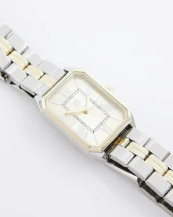 River Island Silver rectangle face watch White Fashion