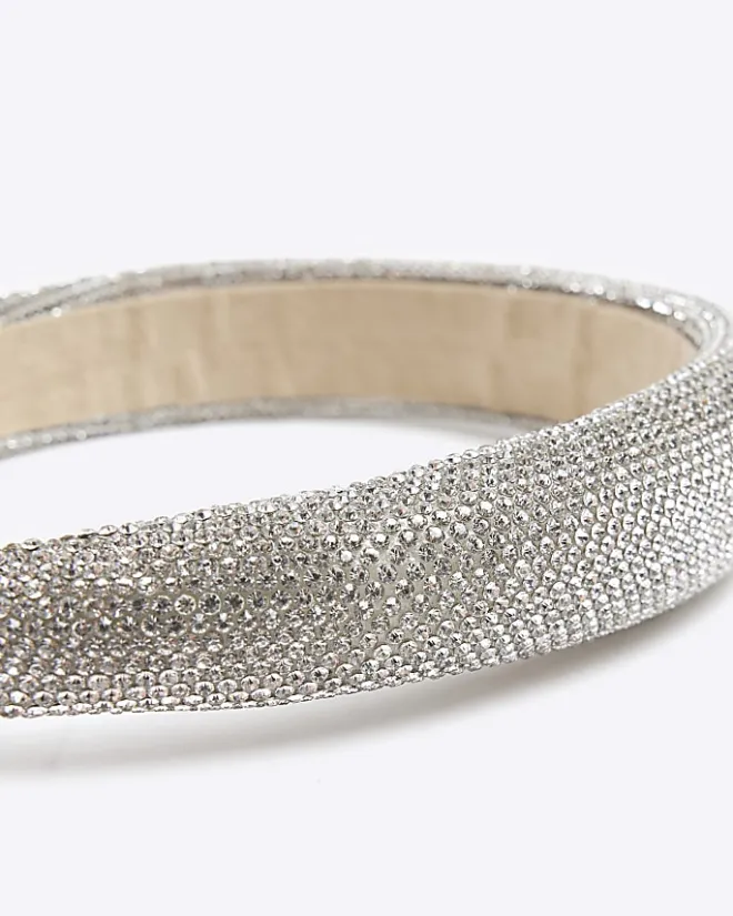 River Island Silver Rhinestone Head band Grey Best