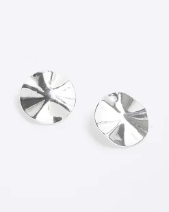 River Island Silver Sculpted Stud Earrings Grey Best