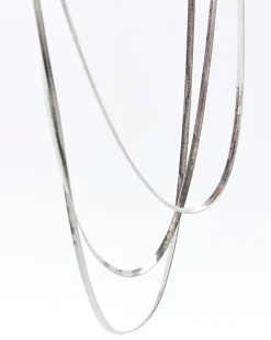 River Island Silver Sleek Multirow Necklace Grey Fashion