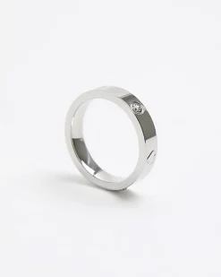 River Island Silver Stainless Steel Embellished Ring Grey Online