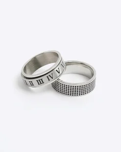River Island Silver stainless steel roman numeral ring Grey Best