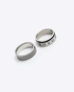 River Island Silver stainless steel roman numeral ring Grey Best