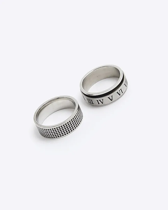 River Island Silver stainless steel roman numeral ring Grey Best