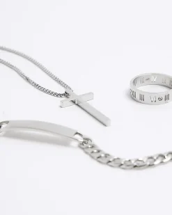 River Island Silver steel rhodium gift box Grey Outlet