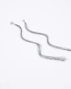 River Island Silver tinsel clip hair accessory Grey Clearance
