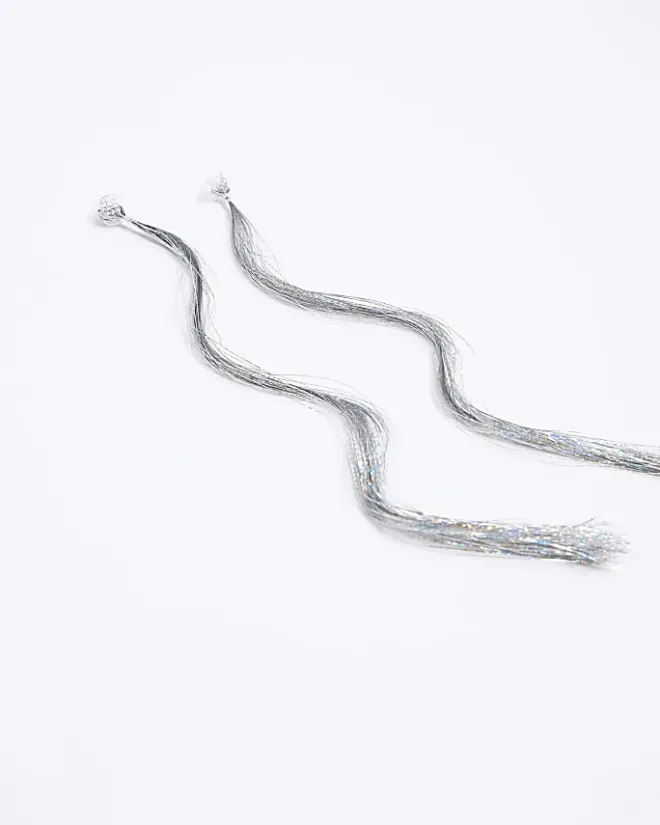 River Island Silver tinsel clip hair accessory Grey Clearance