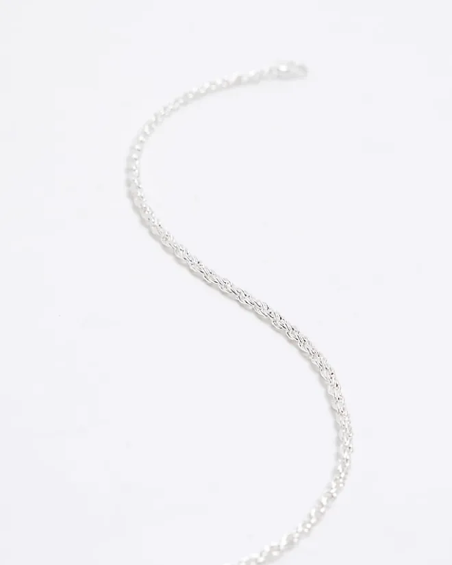 River Island Silver Twisted Chain Necklace Grey Hot