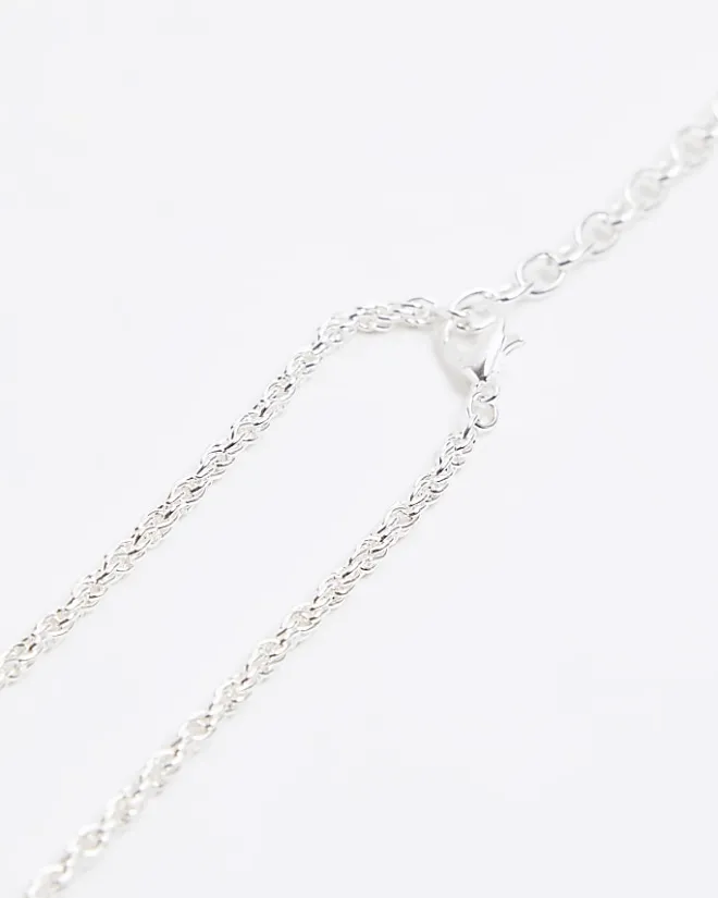 River Island Silver Twisted Chain Necklace Grey Hot