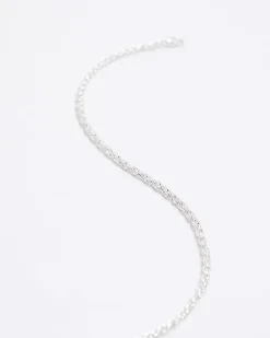 River Island Silver Twisted Chain Necklace Grey Hot