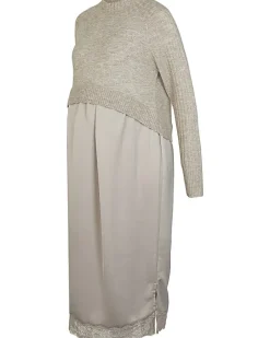 River Island Stone 2 in 1 maternity midi dress Cream New