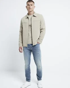 River Island muscle fit t-shirt Stone Sale
