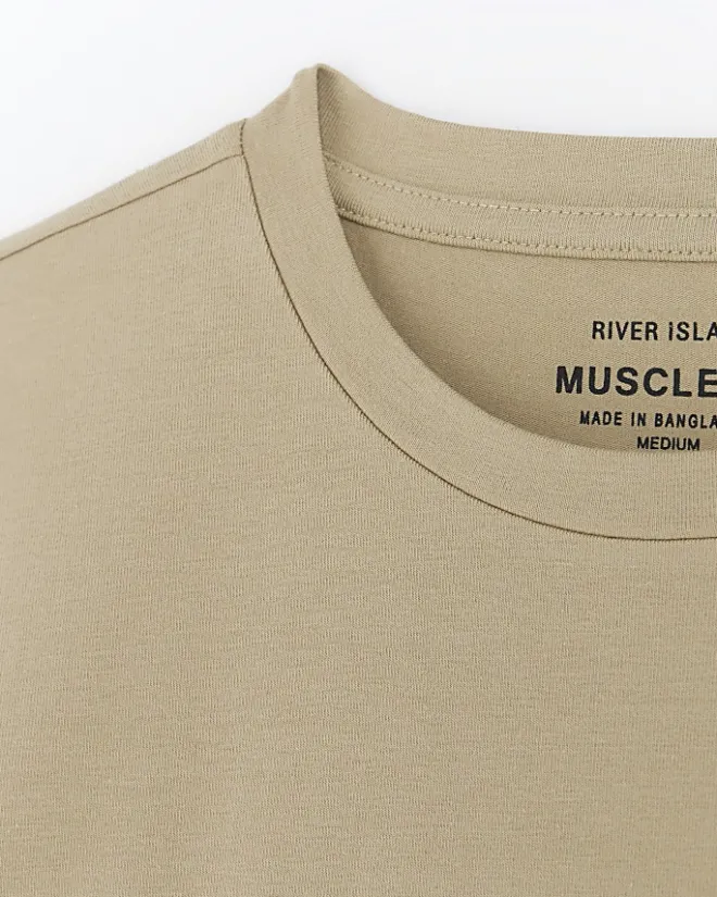 River Island muscle fit t-shirt Stone Sale