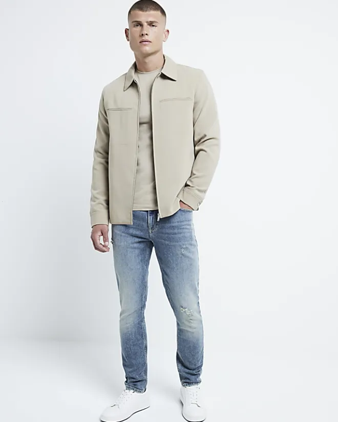 River Island muscle fit t-shirt Stone Sale