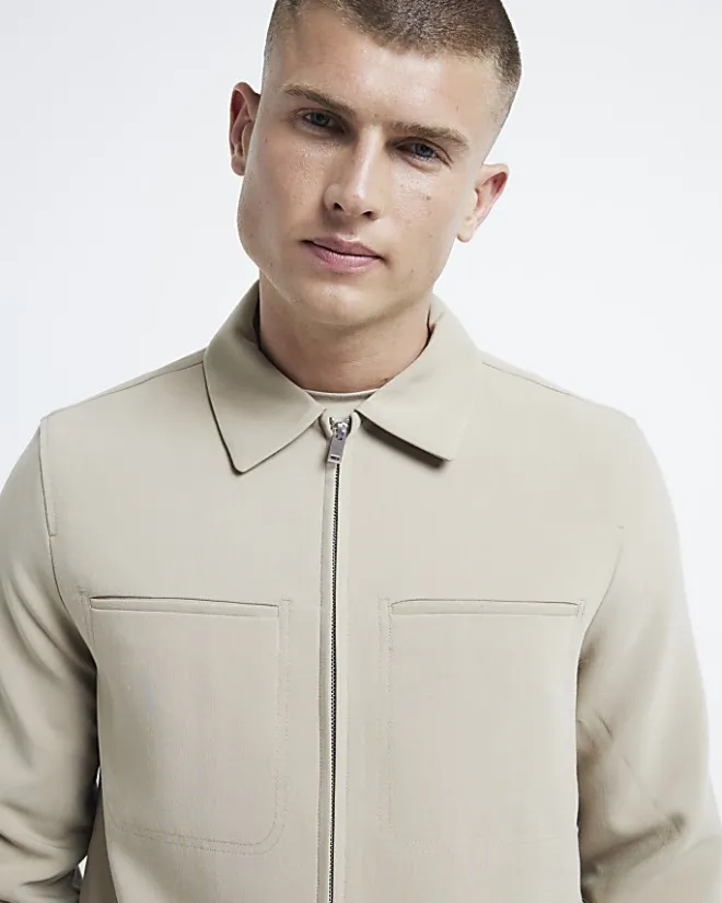 River Island muscle fit t-shirt Stone Sale