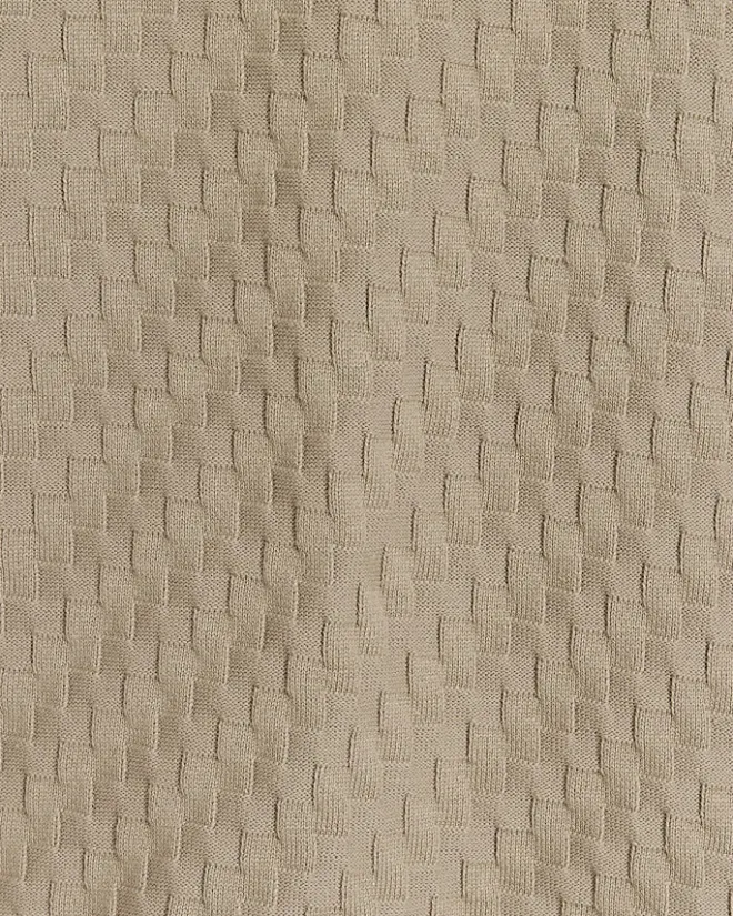 River Island muscle fit zig zag knit polo Stone Online