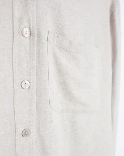 River Island Stone oversized shirt with linen Cream Outlet