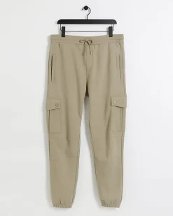 River Island regular fit cargo joggers Stone Best