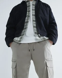 River Island regular fit cuffed cargo trousers Stone Hot