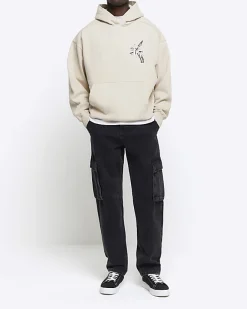 River Island Regular Fit Pegasus Graphic Hoodie Stone Online