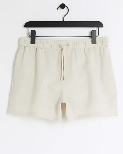 River Island regular fit seersucker swim shorts Stone Outlet