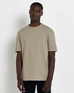 River Island regular fit t-shirt Stone Clearance