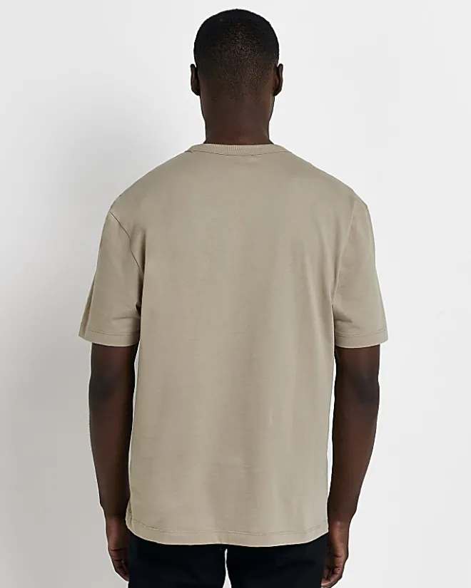 River Island regular fit t-shirt Stone Clearance