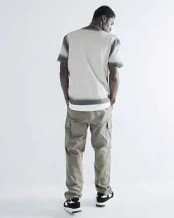 River Island regular fit utility cargo trousers Stone Online