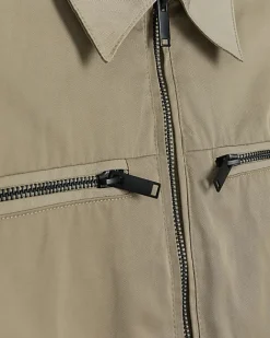 River Island regular fit zip up tech shacket Stone Online
