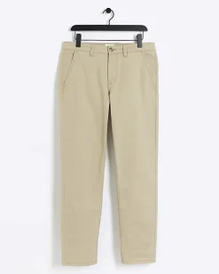 River Island slim fit casual chino trousers Stone New