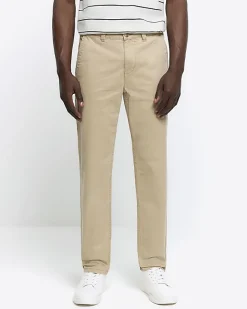 River Island slim fit casual chino trousers Stone New