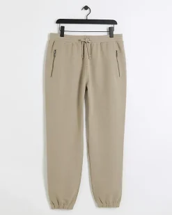 River Island slim fit textured smart joggers Stone Outlet