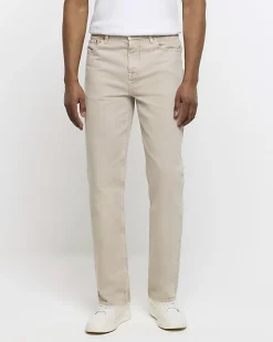 River Island Stone straight fit jeans Grey Discount