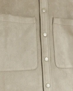 River Island suedette long sleeve shirt Stone Discount
