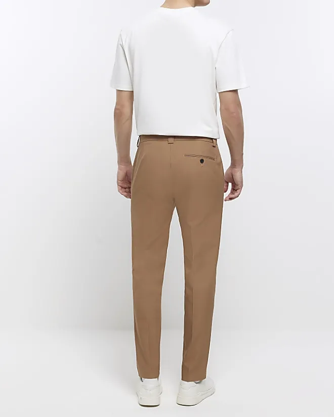 River Island Stone tapered fit smart trousers Grey Best