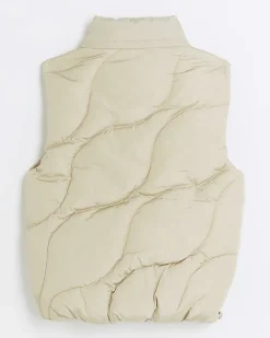 River Island wave padded gilet Stone Outlet