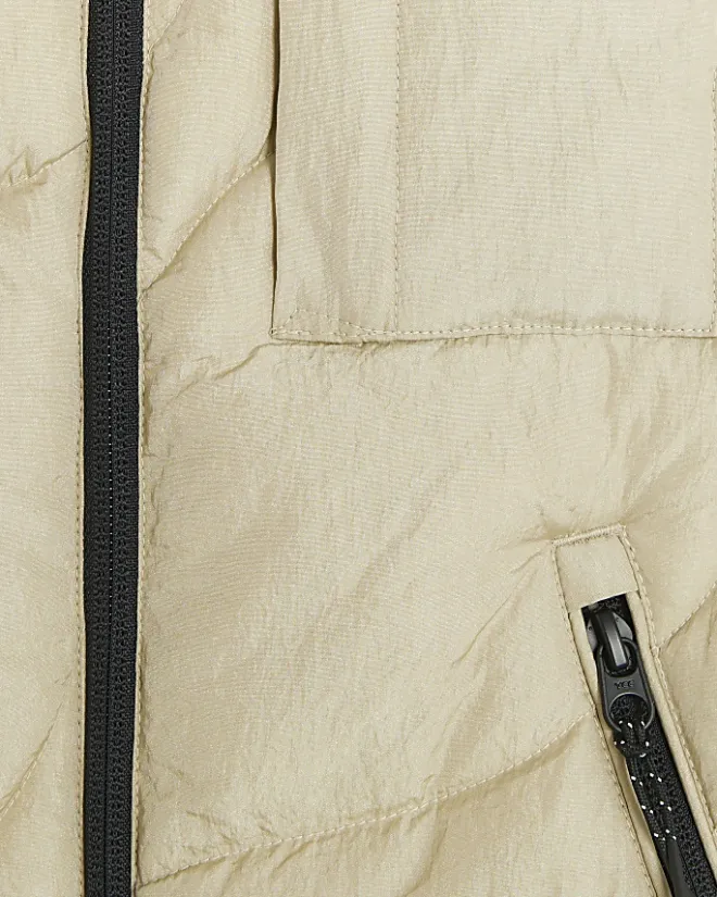 River Island wave padded gilet Stone Outlet