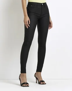 River Island Tall mid rise super skinny jeggings Black Outlet
