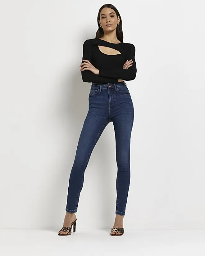 River Island Tall bum sculpt skinny jeans Blue Fashion