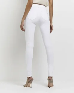 River Island Tall molly mid rise super skinny jeans White Discount