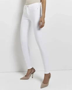River Island Tall molly mid rise super skinny jeans White Discount