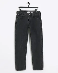 River Island Washed straight fit jeans Black Outlet