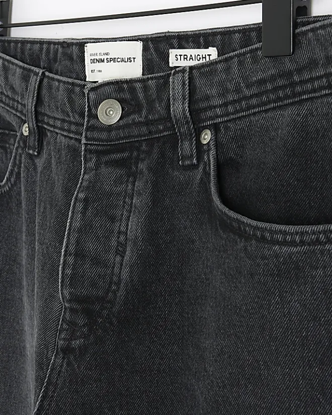 River Island Washed straight fit jeans Black Outlet